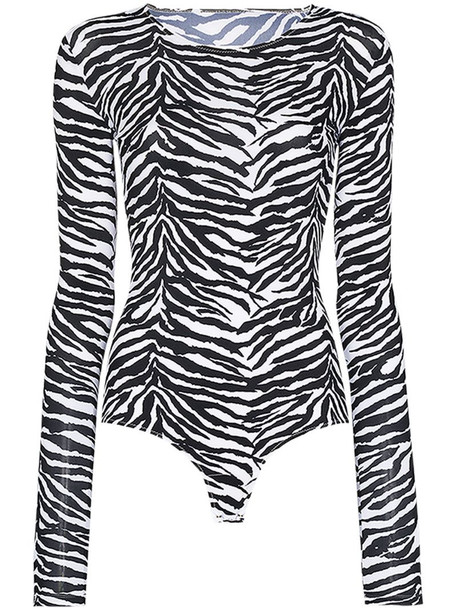 MM6 Maison Margiela zebra print bodysuit in black