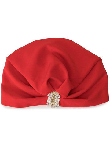 Ingie Paris embroidered ruched hat in red