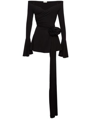 magda butrym off-the-shoulder jersey mini dress in black