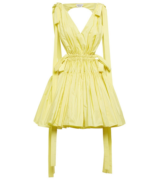 Alexander McQueen Pleated polyfaille minidress in yellow