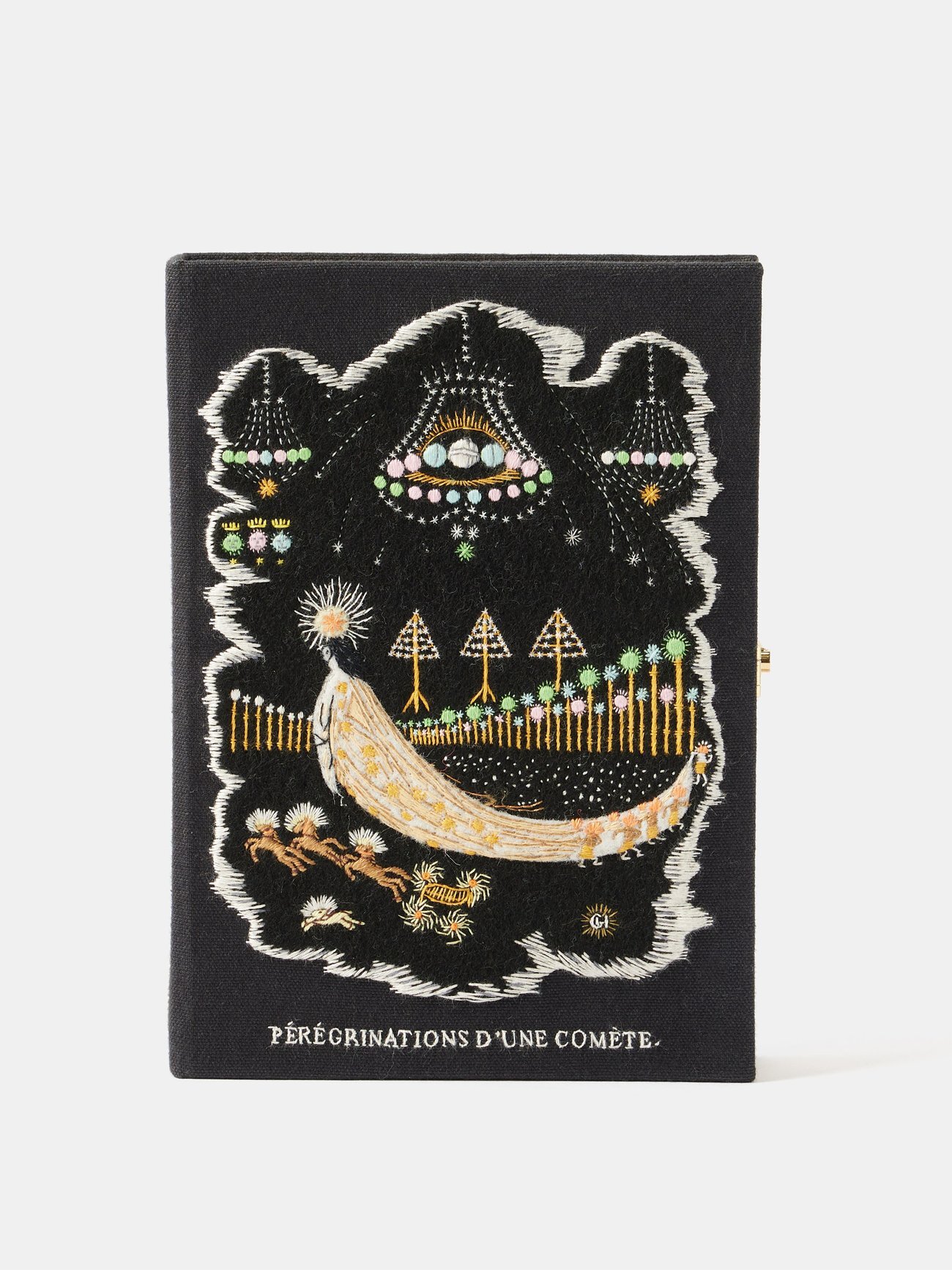 Olympia Le-tan - Le Comete Embroidered Book Clutch Bag - Womens - Black Multi