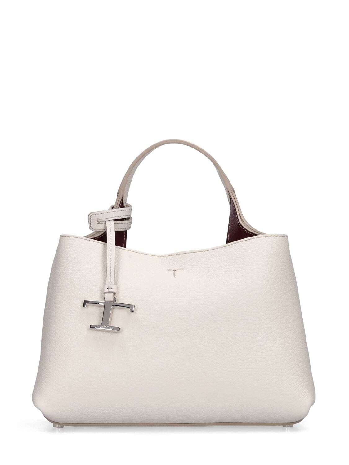 TOD'S Micro Top Handle Leather Bag in bianco