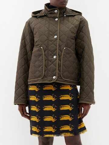 burberry - quilted nylon detachable-hood jacket - womens - khaki