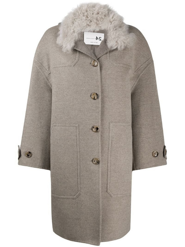 Manzoni 24 contrast-collar coat in grey