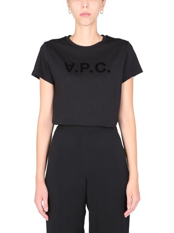 A.P.C. A.P.C. T-shirt With Flocked Logo in nero