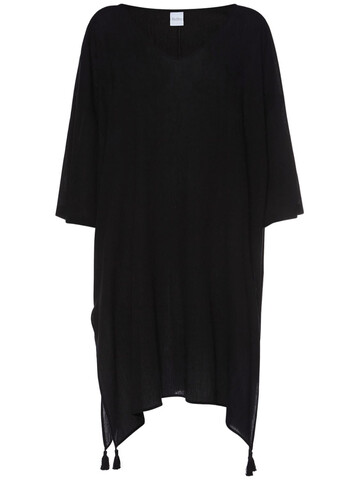 MAX MARA Cotton Crepe Dress W/ Tassels in black