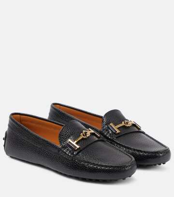 tod's gommino leather loafers in black