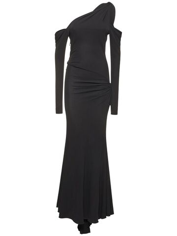 BLUMARINE Jersey Cutout Twisted Long Dress in black