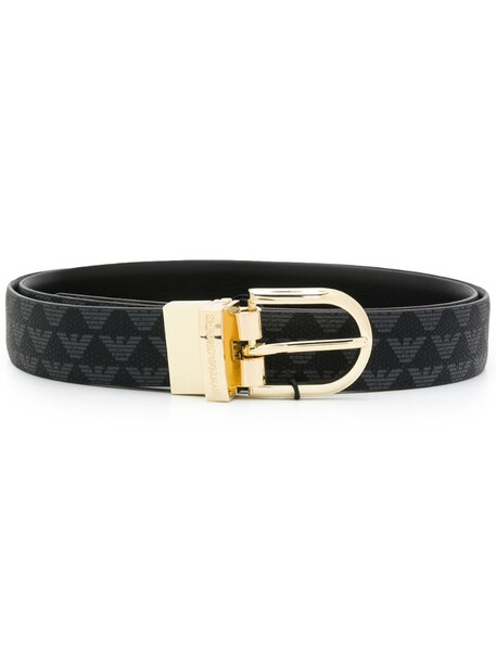 Emporio Armani logo print belt in black
