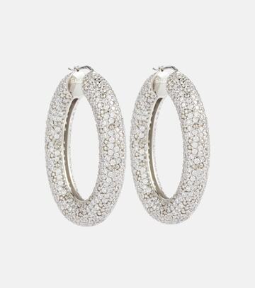 jil sander crystal-embellished hoop earrings in silver