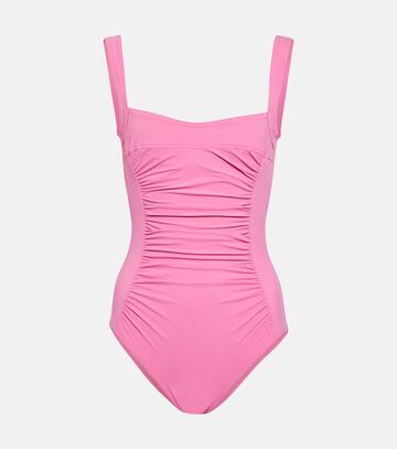 karla colletto basics ruched swimsuit in pink