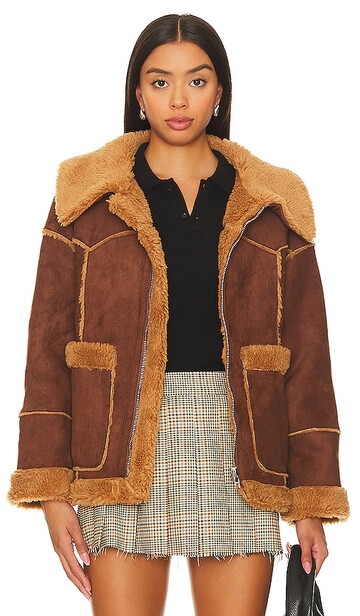 line & dot jackson coat in brown