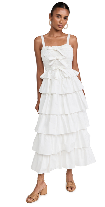 English Factory Ruffle Tiered Maxi Dress in white