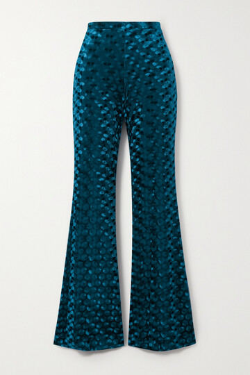 diane von furstenberg - ruthette stretch velvet-jacquard flared pants - blue