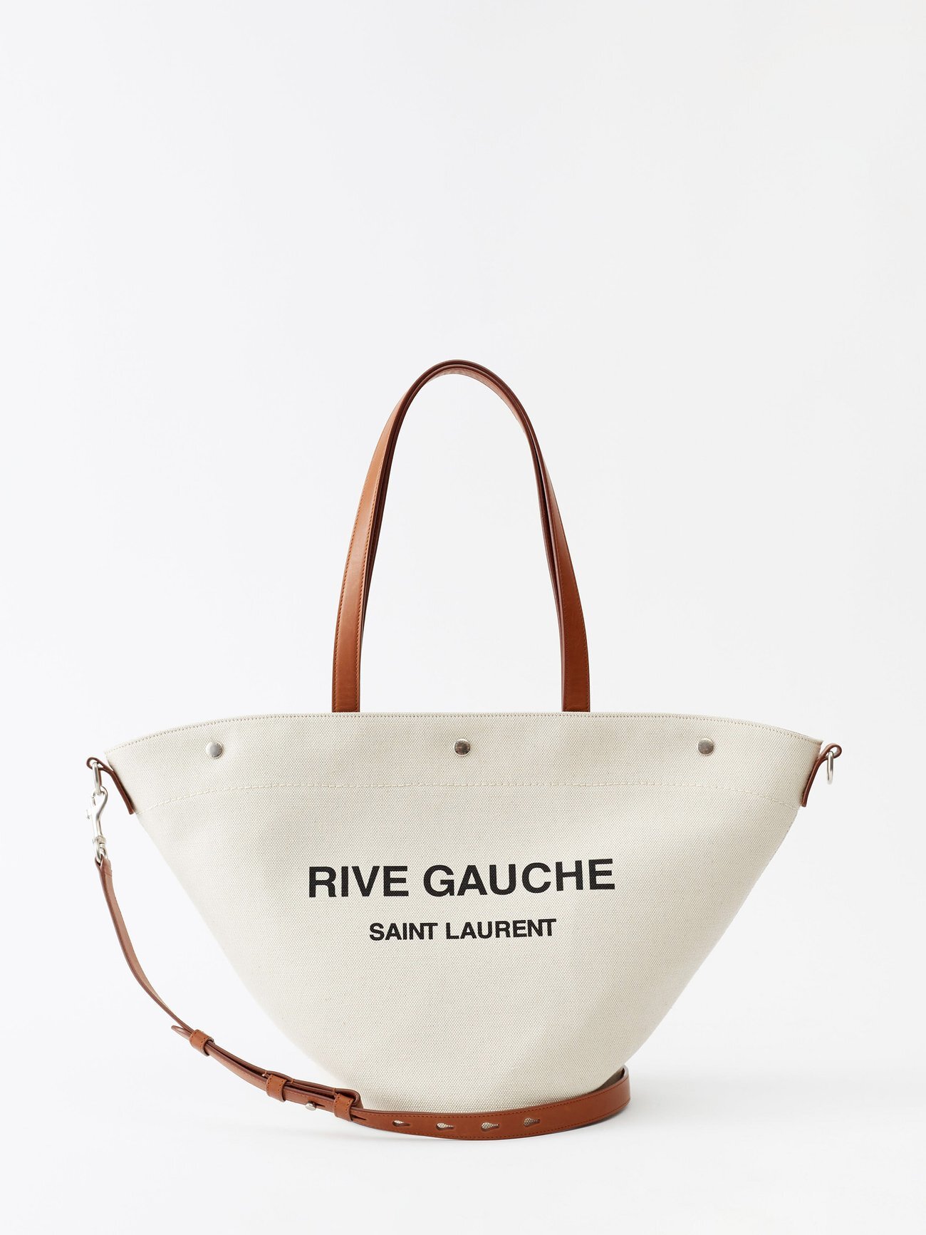 Saint Laurent - Rive Gauche Canvas Tote Bag - Womens - Cream
