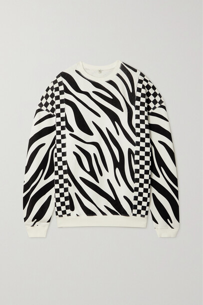 R13 - Oversized Zebra-print Cotton-jersey Sweatshirt - Black