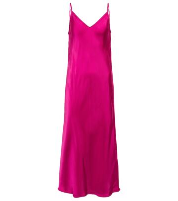 velvet poppy slip midi dress in pink