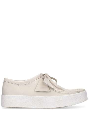 clarks originals wallabe cup lace-up shoes in white