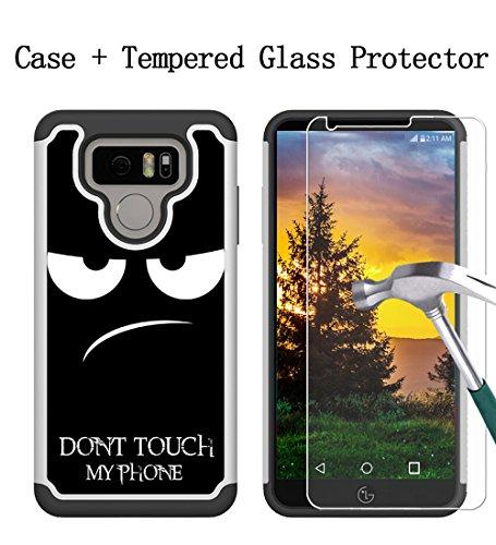 Boonix LG G6 Case and Screen Protector, 2 Piece Bumper, Guard Against Impacts and Drops [2-Pack Tempered Glass Screen Protector   Don't Touch My Phone Fun Image Protective Cover]