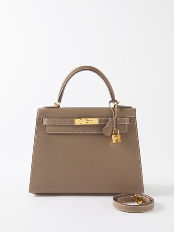 matches x sellier - hermès kelly sellier 28cm handbag - womens - beige