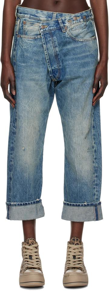 r13 blue crossover jeans