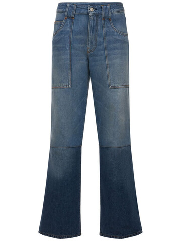 VICTORIA BECKHAM Serge Low Rise Wide Cotton Jeans in blue