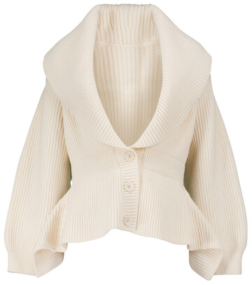 alaã¯a wool and cashmere peplum cardigan in white