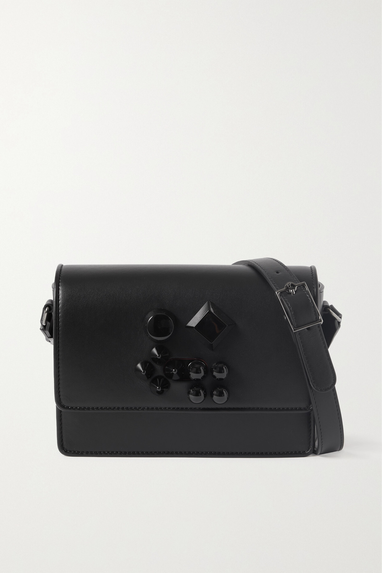 Christian Louboutin - Carasky Embellished Leather Shoulder Bag - Black