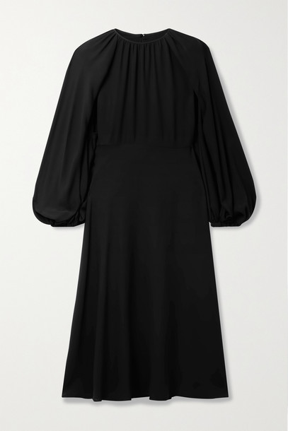 VALENTINO - Cape-effect Silk-georgette Midi Dress - Black