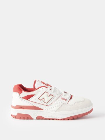 new balance - 550 suede and leather trainers - womens - white red