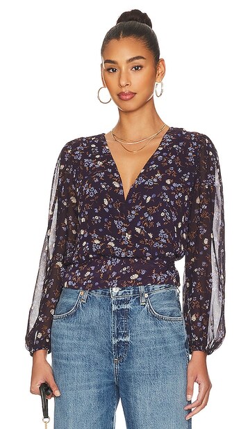 1. state front ruched v neck top in navy