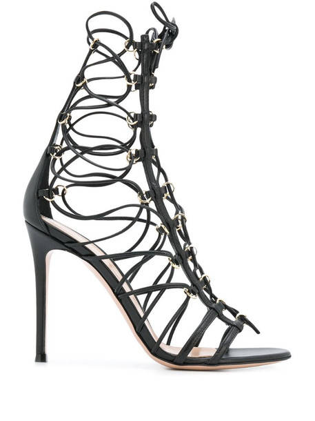 Gianvito Rossi lace-up 1050mm heel sandals in black