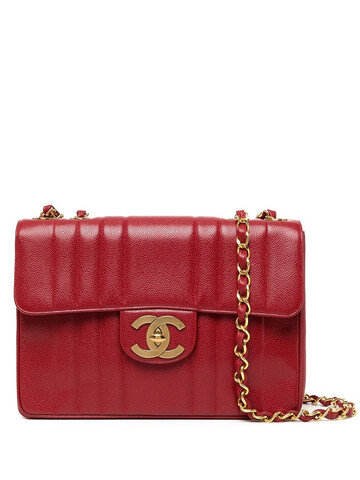 chanel pre-owned 1992 mademoiselle classic flap jumbo shoulder bag - red