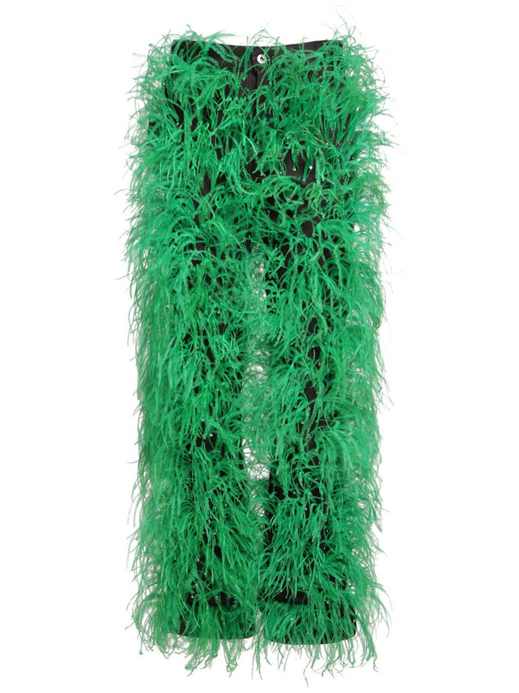 BOTTEGA VENETA Soft Denim Feather Pants in green