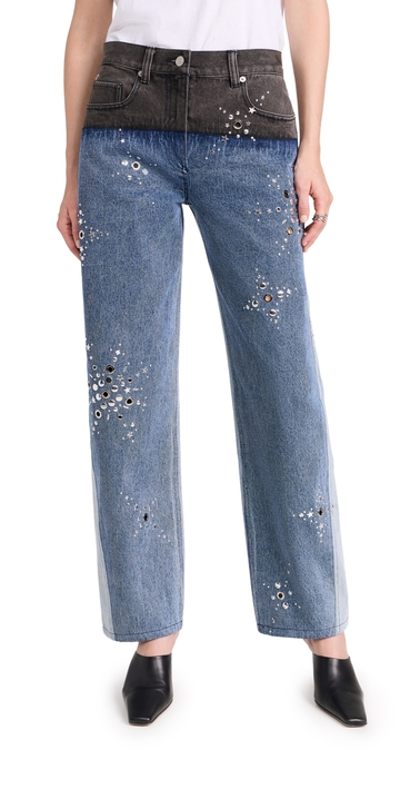 3.1 phillip lim liberty embroidered multi-toned slouchy jeans med blue multi 4