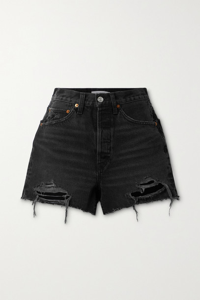 RE/DONE - 50s Distressed Denim Shorts - Black