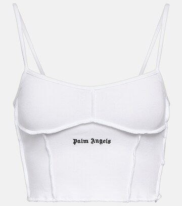 palm angels logo cotton jersey top in white