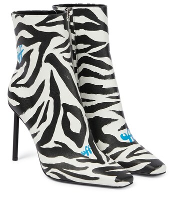 Off-White Allen zebra-print leather ankle boots