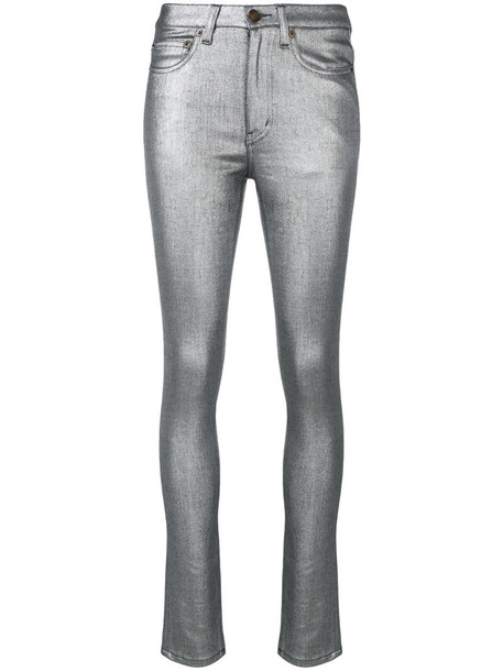 Saint Laurent metallic skinny jeans in silver