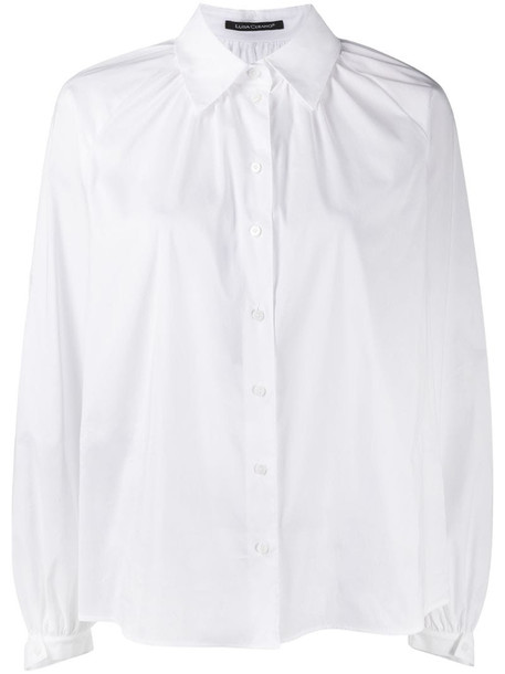 Luisa Cerano bishop-sleeves button-up shirt in white