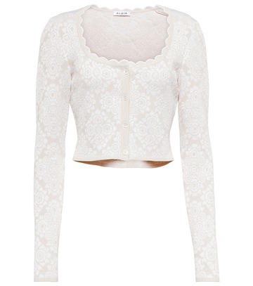 Alaïa Floral cardigan in white