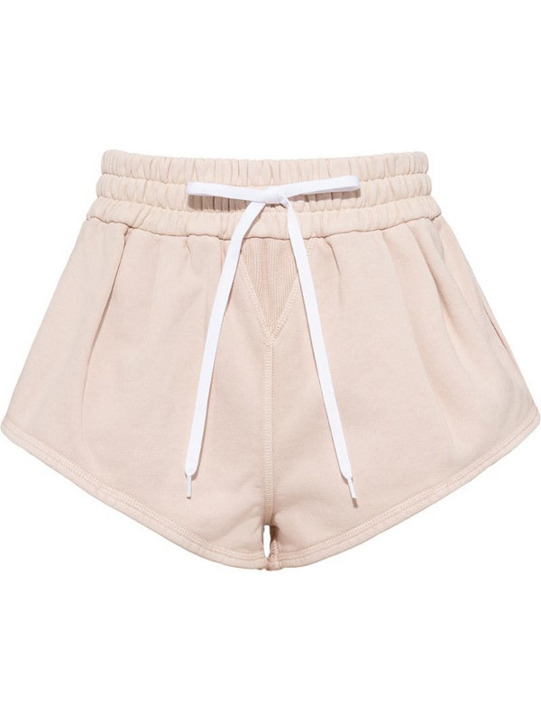 Miu Miu rear logo short shorts in neutrals
