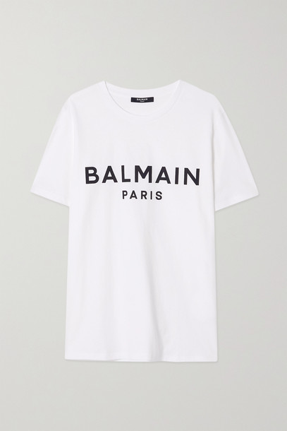 BALMAIN - Printed Cotton-jersey T-shirt - White