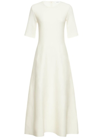 CASASOLA Agata Compact Silk Blend Midi Dress in ivory