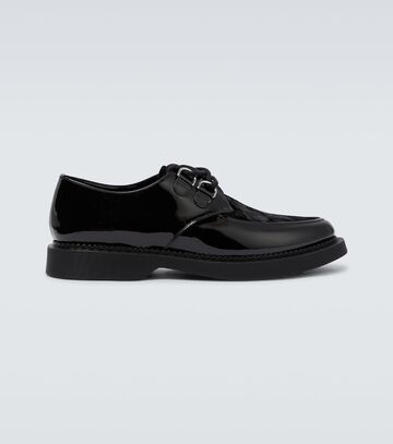 saint laurent teddy velvet and leather derby shoes in black