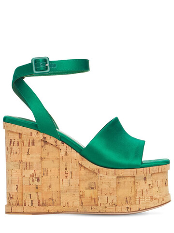 HAUS OF HONEY 125mm Palace Satin Wedges in green