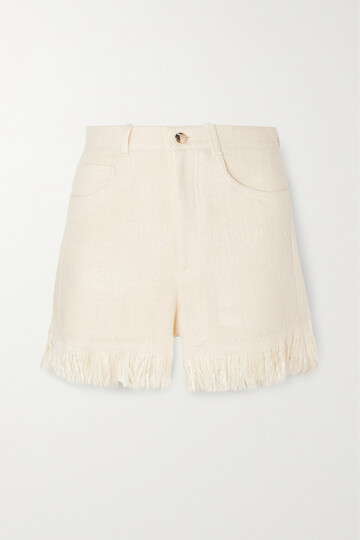 Chloé Chloé - Fringed Silk-tweed Shorts - Off-white