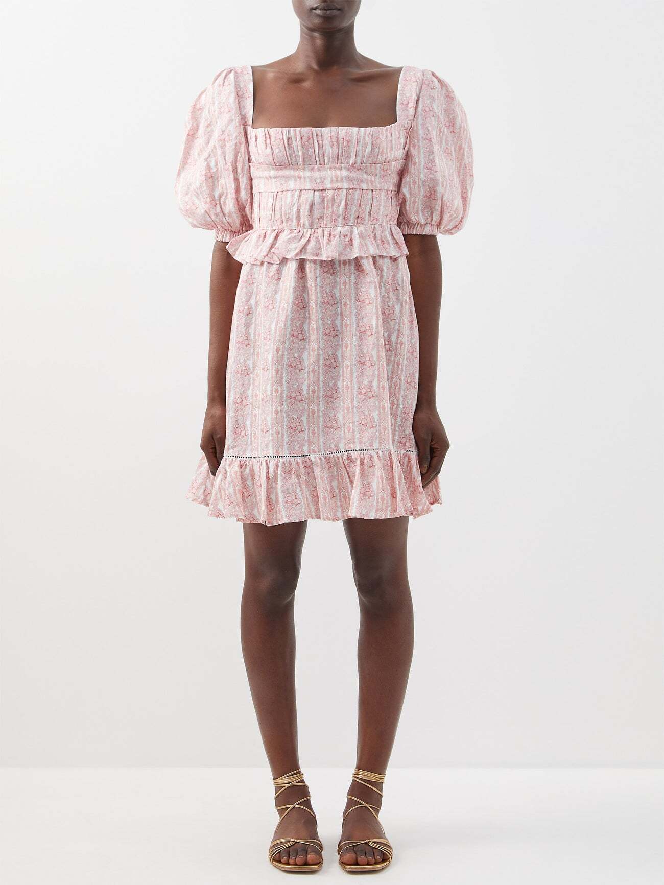 Lug Von Siga - Leticia Floral-print Linen-voile Mini Dress - Womens - Pink Print