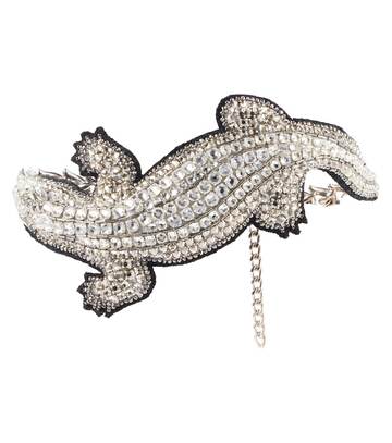 David Koma Crystal crocodile choker in silver