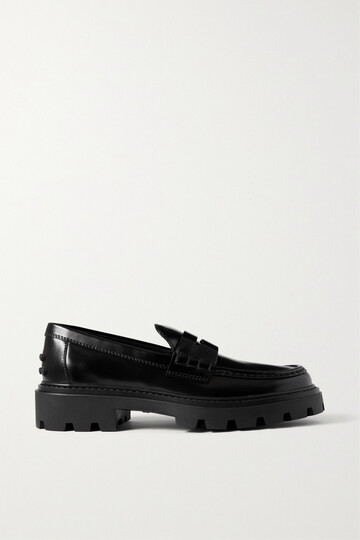 tod's - gomma pesante glossed-leather loafers - black